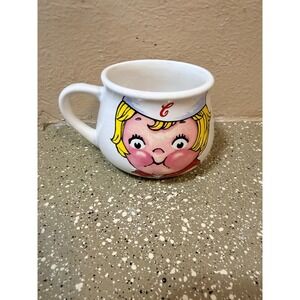 Vintage 1998 Campbell Soup Girl Ceramic Mug Houston Harvest White 12oz Cup